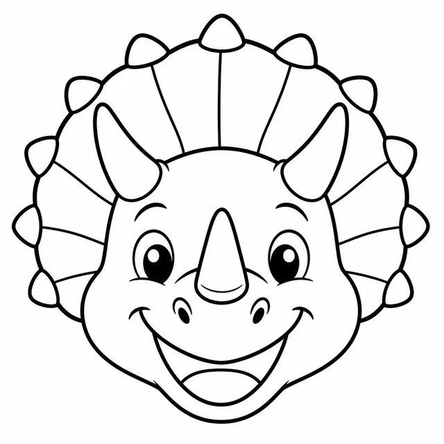 one big smiling triceratops head coloring page