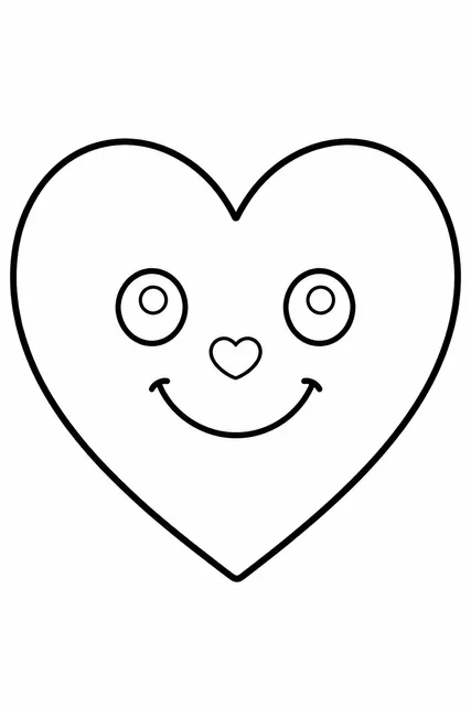 one big heart with a smiling face coloring page