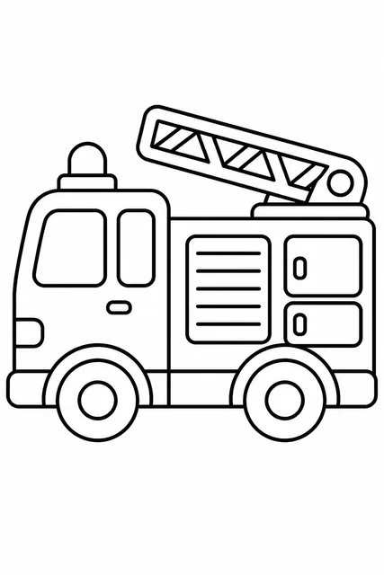 one big fire truck from the side coloring page
