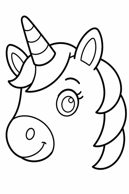 one big unicorn head with a short mane coloring page